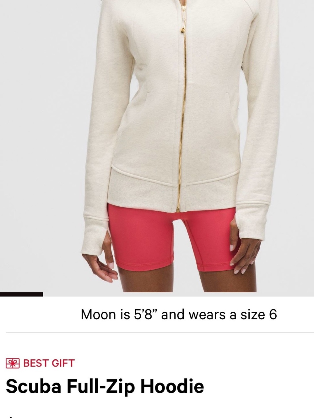 NWT lululemon athletica women’s cream Scuba Full-Zip Hoodie sweatshirt sz 8